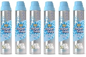 1001 Carpet Fresh Spray Soft Jasmine & Fresh Linen Fragrance, Hours Of Freshness, For Use On Carpets, Rugs & Upholstery, Pack of 6x 300ml Can