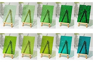 CHICSHIS Mosaik-Glasplatten (10 Stück) – 4 x 6 Zoll Grüntöne – strukturierte gebeizte Kathedralen-Glasstücke – transparente Fliesen Panel für DIY-Mosaik-Bastelarbeiten, Tiffany-Projekte und