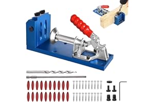 CARAMOTE Pocket Hole Jig Kit Positioner Drilling Jig Pocket Hole Guide Syetem Set Pocket Hole Jig Drill Hole Tool for Woodworking Punch Locator