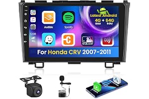 Inefala 4+ Bilradio för Honda CRV 2007-2011 Android med trådlös CarPlay Android Auto, 9'' Bilskärm Bluetooth WIFI GPS FM/R
