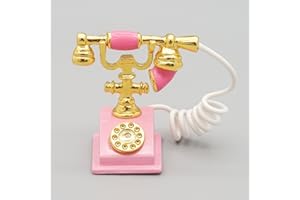 Odoria Miniature 1/12 Téléphone Retro Accessoire Maison de Poupée, Rose
