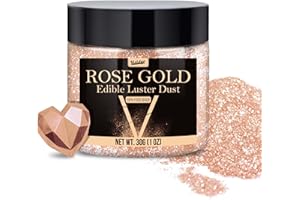 VIVIDYE Edible Glitter - 30g / 1oz Luster Dust Edible Glimmer Powder for Sparkling Drinks, Foods, Wine, Cake - Food Grade Shimmer Dust Powder for Baking, Beverage, Cookies Decoration (Rose Gold)