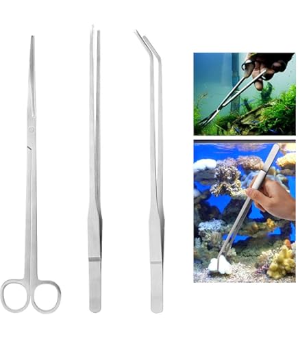 Pinzette Per Acquario In Acciaio Inox - 2 Pezzi (Dritta E Curva), 27 Cm, Per Piante, Giardinaggio, Cucina - Foto 1