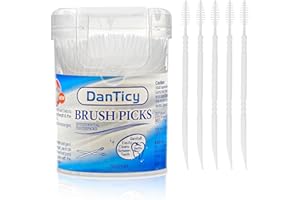 DanTicy Brushpicks Interdental Zahnstocher, weiche Borsten Zahnseide Picks Zahnstocher, hilft entfernt Plaque und Ablagerungen zwischen den Zähnen 300PCS (Packung mit 1)