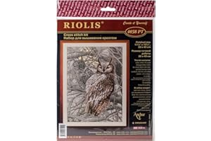 Riolis – Kit de Punto de Cruz, diseño de búho, 100% algodón, Multicolor