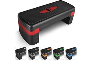 KAYMAN Step per esercizi – Stepper fitness per casa e palestra, adatto per aerobica, cardio, pesi, yoga, allenamento con DVD, altezza regolabile a più livelli – Set di accessori perfetto per
