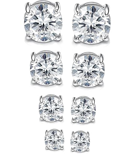 Orecchini Magnetici Uomo Donna Orecchini Magnetici Senza Piercing - 4 Paia Zirconi 5-8mm, Acciaio Inox 316L, Per Uomo E Donna Orecchini Finti Magnetici