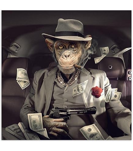 Blanriguelo Toile Murale Singe Jouant Au Billard - Impression HD 50x70 Cm - Décoration Salon, Chambre, Bureau - Sans Cadre - Style Fun & Original