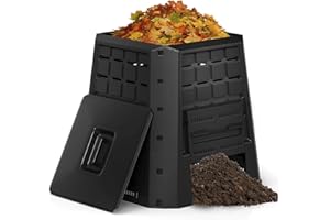 RELAX4LIFE Compostiera da Giardino da 380L, Contenitore per Compostaggio con Accesso Frontale, Ideale per Rifiuti da Giardino e Cucina