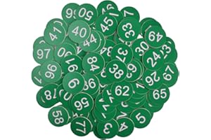 HEAVENLIFE 100 Piezas Etiquetas Numeradas de Plástico, Discos de Números Grabados, 1 a 100 Etiquetas de Identificación Redondas, Etiqueta Numerada de Colmena Sin Agujero para Taquillas Hoteles (Verde)
