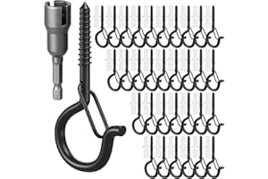 GIPTIME 32 Set Q Hanger String Light Hook, Ceiling Hooks Screw Christmas Rope Light Clips, Fairy Lights Plants Wind Chimes Decoration Hanging Safety Buckle Design, Include Wing Nut Driver