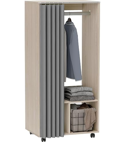 Armoire en Tissu, Garde Robe Simple Portative, Placard Pliable avec Rail Suspendu, pour Dortoirs
