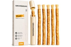Miswak Stick x6 GROOMARANG naturliga tuggbara tandborstar – tillverkad av Salvadora Persica Tree – rengör tänder och fräschar andedräkten