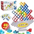 CLAVZO Tetra Tower Game - 48 Pcs Tetra Tower Stacking Game, Tower Stack Game - Building Toys for Games for Adults and Family, Tetra Tower Balance Blocks Kids Games for 2 Players - Toys & Games