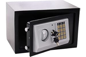 Panorama24 Tresor Safe mit Elektronik-Zahlenschloss 31x20x20cm LED-Anzeige Stahlbolzen, schwarz, inkl. 4 Batterien, Möbeltresor Wandtresor Wandsafe Home