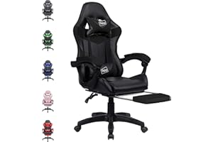 Neo Executive PU Leather Massage Sport Racing Gaming Home Office Computer Chair Lumbar Back Support Footrest (Black)