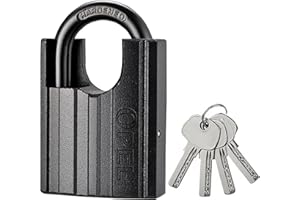 YANKUIRUI Wytrzymała kłódka z 4 kluczami, pojemnik magazynowy, garaż, migawka, łańcuch, zamek szopy, kłódki do skrytki, na zewnątrz, 50 mm