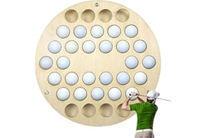 Étagère de rangement pour balles de golf - Support rond en bois avec 34 trous - Décoration de ferme - Étagère murale flexible - Pour salon, chambre à coucher, bureau Uozonit