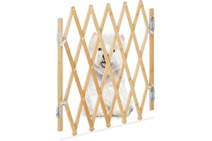 Relaxdays barierka bezpieczeństwa dla psów, do 96 cm, wysokość 48,5-60 cm, bambus, schody i drzwi, natura