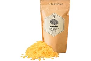 BEEGUT Cera de abejas natural y pura - 200 g de pastillas de cera de abejas amarilla - Perfecto para hacer uno mismo cosmética natural y velas