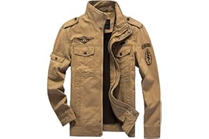 MERCIYD Herren Übergangsjacke Militär Jacke Stehkragen Fliegerjacke Baumwolle Bomber Jacke Multi Taschen Armeejacke Feldjacke