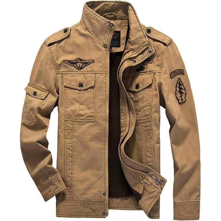 Doudoune Veste Blouson Matelassé Pour Homme D'aviateur En Coton Bomber Plusieurs Poches Veste Militaire Zippé Coupe-Vent Décontracté Blouson En Coton