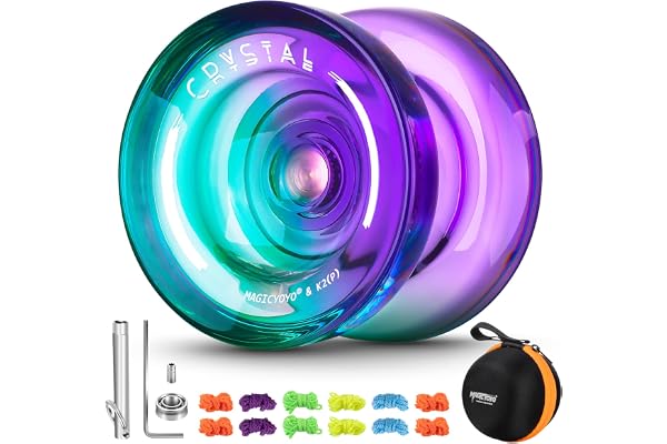 YOSTAR JoJo Yoyo Professionnel K2 Cristal Responsive pour Enfants, Trick Double Usage avec Ralenti, Non Responsable avec Roulement à Billes + 12