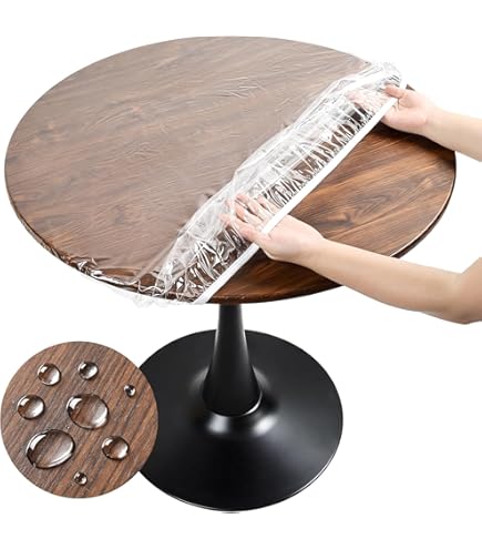 Nappe Ronde Ajustée 47 Pouces (120 Cm) - Motif Rotin 3D, Bord élastique, Imperméable Et Résistante Aux Taches Pour Cuisine Et Jardin