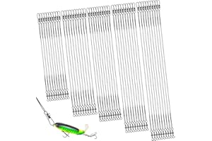 PARASTAR 50 Stück Stahlvorfach Hecht,Stahlvorfächer 5 Größen Edelstahl Vorfächer Leade,Vorfach Schwarz,Titan Vorfach Angeln,angelzubehör Set für Raubfische, Hidden-Hauptschnur, 10/15/20/25/30 cm