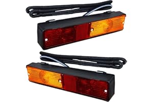 Bajato Massey Ferguson Lot de 2 feux arrière pour tracteur Rouge/ambre 12 V Compatible avec les feux de tracteur Massey Ferguson Modal série 300