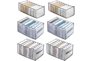 Joycabin 6 Pack Wardrobe Storage Organiser,Mesh Clothes Storage Box,9 Grids Foldable Wardrobe Clothes Organiser Clothes Drawer Dividers for Jeans,Trousers,T-Shirt,Storage Boxes,Clothes Storage Box