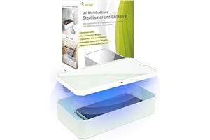 LEICKE Stérilisateur UV multifonction | désinfectant portable pour smartphones UV Idéal pour les téléphones portables, les masques, les bijoux, etc. Stérilisation rapide 99,9%.
