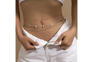 Atentuyi Gold Geschichtet Bauch Taille Kette Set Bikini Strand Naturstein Kies Taille Kette Böhmischen Körperschmuck Für Frauen Und Mädchen 2pcs