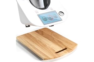 CHEERHOM Deska przesuwna do Thermomix TM6 TM5, szybka przesuwana deska do Thermomix TM5, drewniana deska na rolkach, podkładka Thermomix TM6 do robotów kuchennych, 39 x 28 x 2 cm