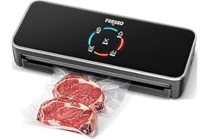 FRESKO Macchina Sottovuoto Alimenti, Automatica Macchina Sottovuoto con Modalità Secchi che Umidi, Potente Aspirazione, con 10 Sacchetti Sottovuoto (V3)