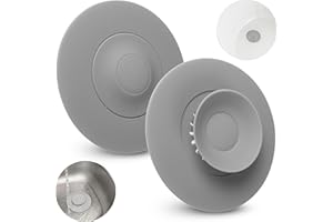 YOUR DAY MATE Tappo Lavandino Silicone Grigio, 2 pz, Ø 11 cm, Filtro Scarico Universale, Filtro Incorporato per Rifiuti e Capelli, Per Scarichi Lavelli, Lavabi e Vasche da Bagno con Fori di Scarico Ø 80 mm, sieve
