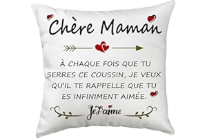 FLYWIND Cadeau Maman Noël, Idée Cadeau Maman Femme Housse de Coussin Décorative 45x45cm Drôle Humour Paresseux pour Noël Anniversaire Fête des Mères