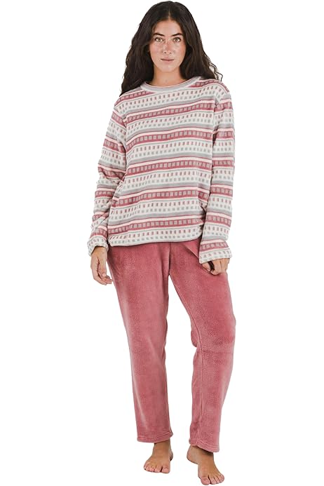 Pijama Polar Mujer Pijama De Invierno Para Mujer HAOLEI Conjunto