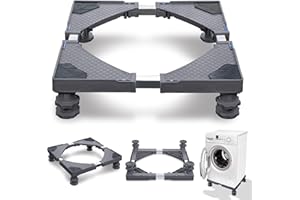 LILIIN Waschmaschine Sockel Untergestell Stabil mit 4 Füßen, Verstellbare Waschmaschinensockel mit Rutschfester Stoßdämpfungsfunktion (Breite 45-75 cm) Bärenlast max. 200kg