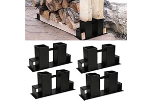 Ikodm Holzstapelhilfe 4 Stück schwarz, stabile Holz Stapelhilfe, Brennholz Stapelhilfe, Holzstapelhalter, Kaminholz, Gestell Holz