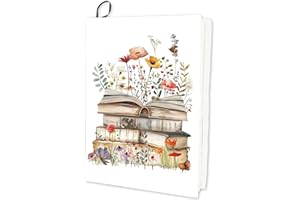 CRASPIRE Books Stack Flowers Stretchable Book Cover Washable Reusable Nylon Book Sleeve Protector Back to School Elastic Notebook Wraps Fit Most Hardcover Textbook Classroom Student
