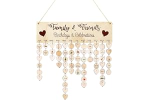 YHSKJCD Geburtstagskalender Holz Erinnerung, DIY Geschenk Dekoration Vintage Jahresunabhängig Holz DIY Kalender mit 100 Holzanhängern für Schlafzimmer Büro Kindergarten