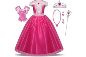 Cnexmin Vestito da principessa Aurora da ragazza, costume da bella in legno dormendo principessa costume compleanno Natale Halloween partito carnevale Cosplay abito da sera per 3-8 anni