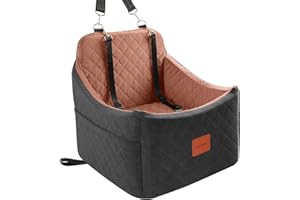 INDYBUD Hunde Autositz für kleine bis mittlere Hunde,Waschbarer hundesitz Auto mit Aufbewahrungstaschen, verdickter Hundeautositz Sitzerhöhung Hundebett Auto für Vordersitz (Schwarz Braun, Mittel)