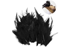 Jecdfs 120 Pezzi Piume Nere Piume Decorative, 7-15 cm - per lavori di bricolage, acchiappasogni, Orecchini, Costumi e Altro Ancora, Piume lavorate in Modo Sicuro per progetti creativi e Regali Unici