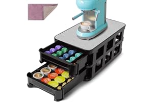 OZD Porte Capsule Dolce Gusto, 2 Tiroirs de Rangement Capsules Dolce Gusto, Support Capsule de Café avec Surface Antidérapante, Range Capsules pour Cafés, Bureaux (Noir)