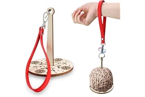 SPRHR Handgelenk Garnhalter aus Holz Ø 10cm, 360° Drehung Tragbarer Garnhalter Handgelenk, Garnhalter mit Handschlaufe, Garnaufbewahrung, Verhindert Garnverheddern, Geschenk für Bastelliebhaber