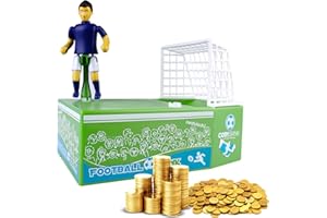 CRESBEL Hucha Infantil - Animados de Fútbol Tiro Moneda Banco, Jugador De Fútbol Eléctrico Pateando La Hucha Moneda, Caja De Dinerodeal para Ahorro Personal, Aprendizaje o Juego
