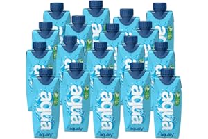 4K LOGISTICS Aqualy Agua de primera calidad, agua purificada con minerales esenciales, agua en caja ecológica, sin BPA, sin OMG, sin microplásticos, embalaje reciclable, (paquete de 18 cajas de 16.5 onzas
