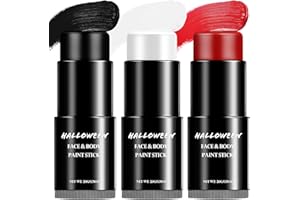 SYNERIX Schminke Karneval Schwarz Weiß Rot - Fasching Make Up Set Erwachsene Kinder, Face Body Paint, Augen Körperfarbe, Gesichtsfarben Für Theaterschminke Gesicht Halloweenschminke Vampir Clow Makeup 60g